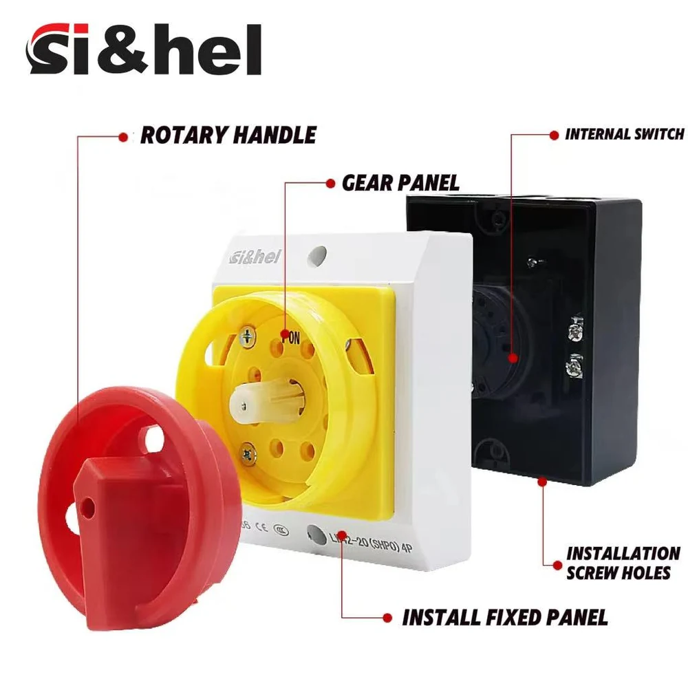Shieldhz SHP waterproof isolator box internal construction with rotary handle gear panel and switch core