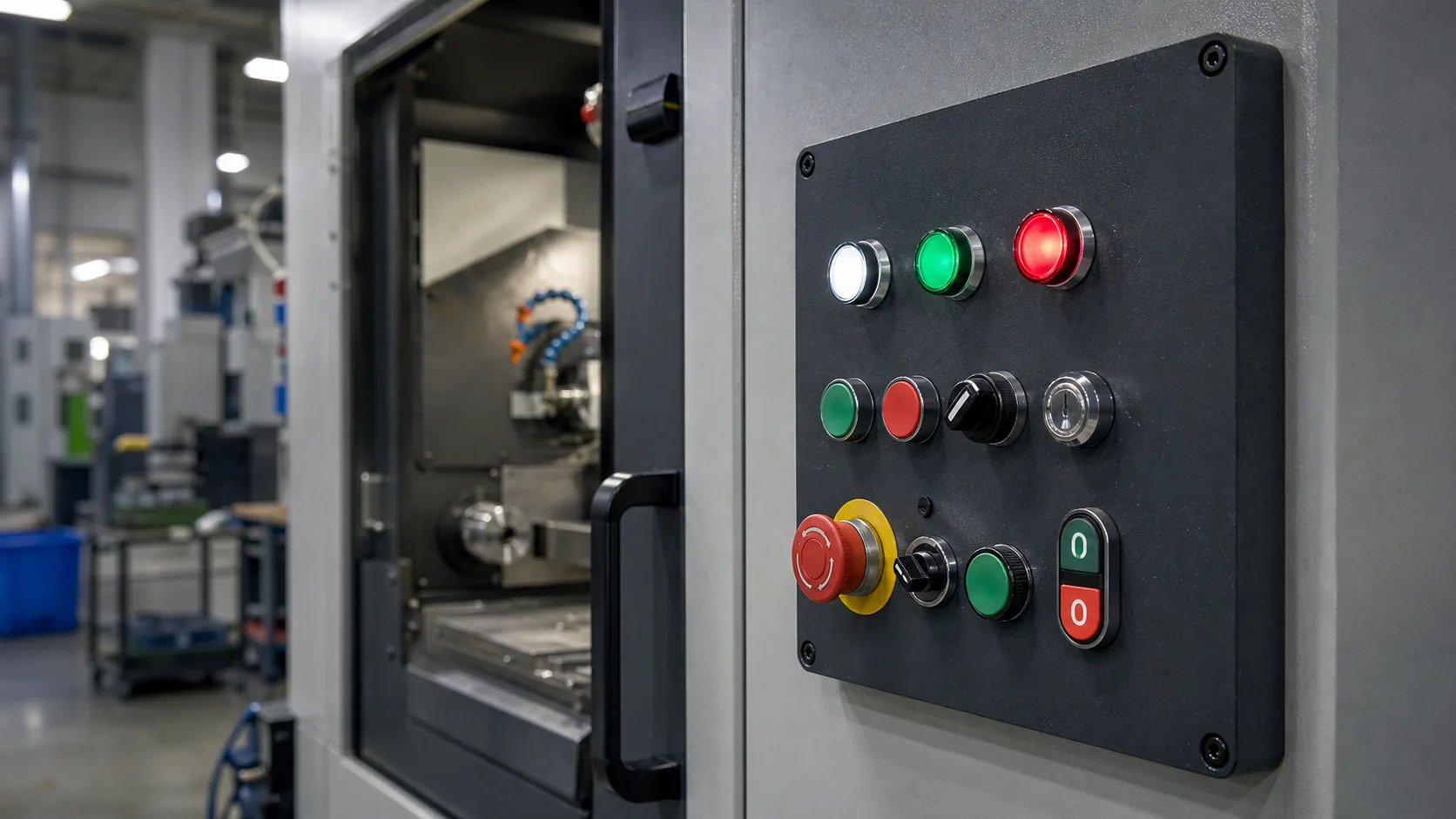 AD16 LED indicator lights on a CNC machine tool control panel