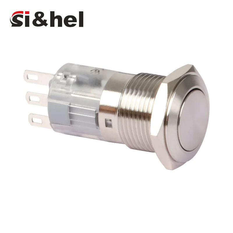 GQ16 16mm metal flat push button switch