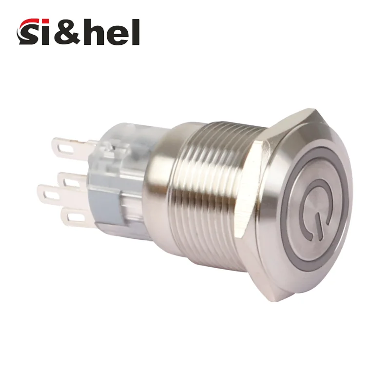 GQ19 19mm flat push button annular lamp with power supply sign indicator