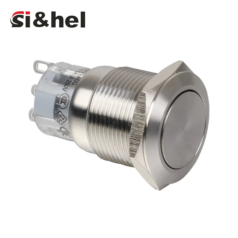 GQ19 19mm metal flat push button switch