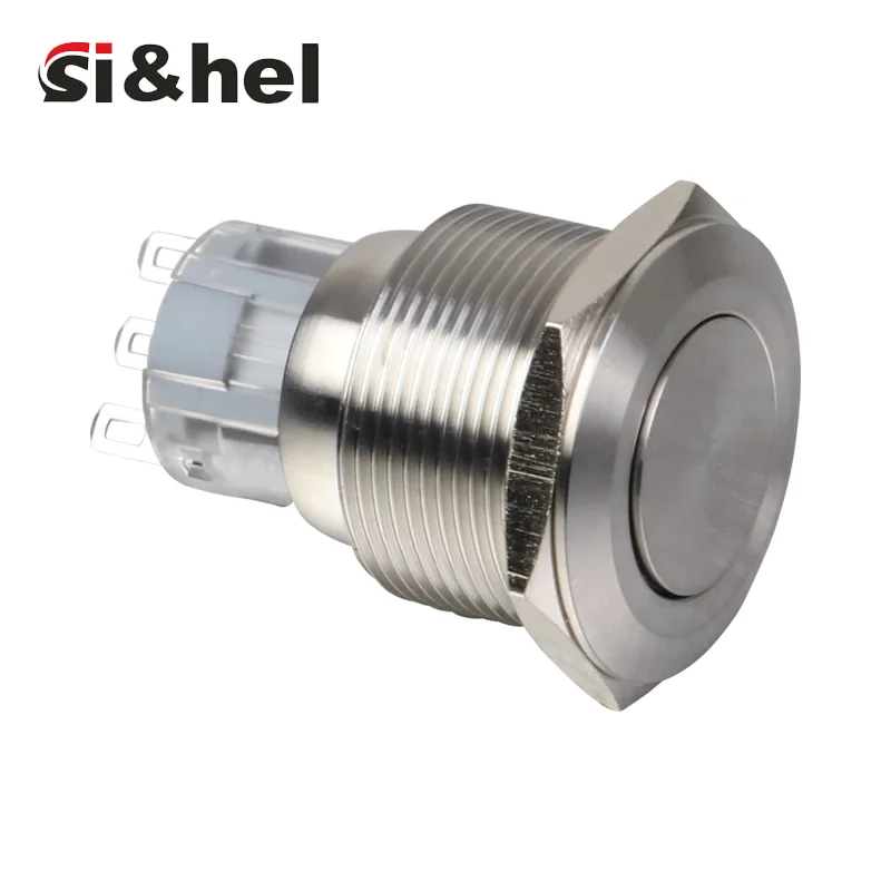 GQ22 22mm metal flat push button switch
