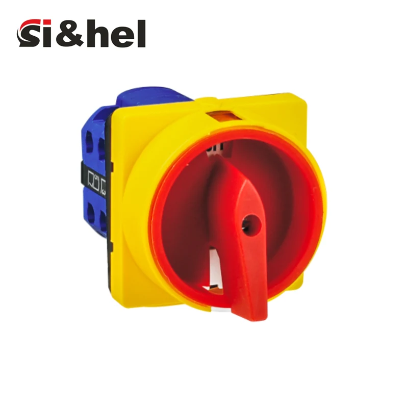 LW28-20 GS04 emergency stop rotary switch with yellow safety faceplate