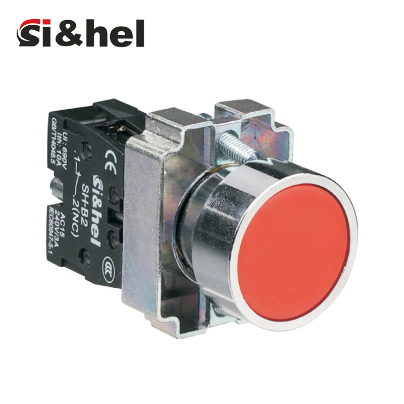 SH-B2-10B flat push button red 22mm XB2-BA42 compatible