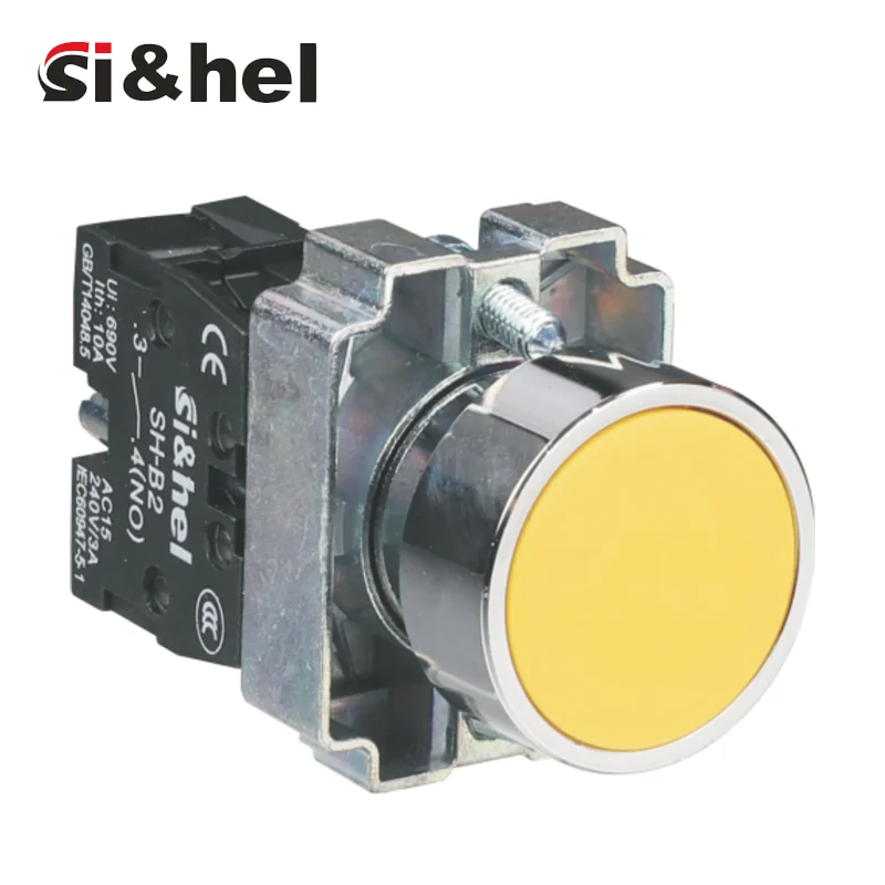 SH-B2-10B/Y yellow flat push button 22mm XB2-BA51