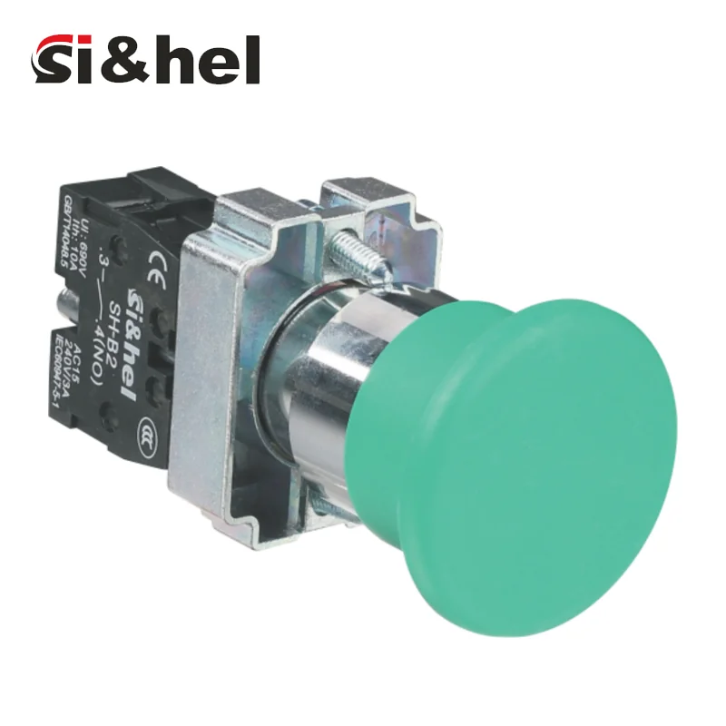 SH-B2-BC41 large green mushroom head push button 40mm 22mm