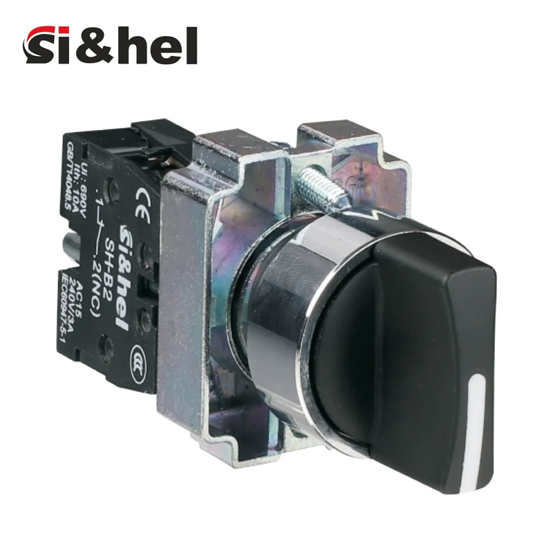 SH-B2-BD33 2-position rotary selector switch 22mm panel latching