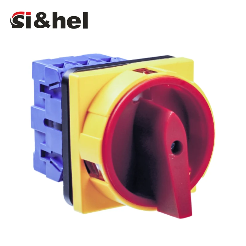 Shieldhz SH30-32/3/GS04-2 safety load isolator switch with IP65 yellow thermoplastic enclosure and red handle for HVAC ventilation system main isolation