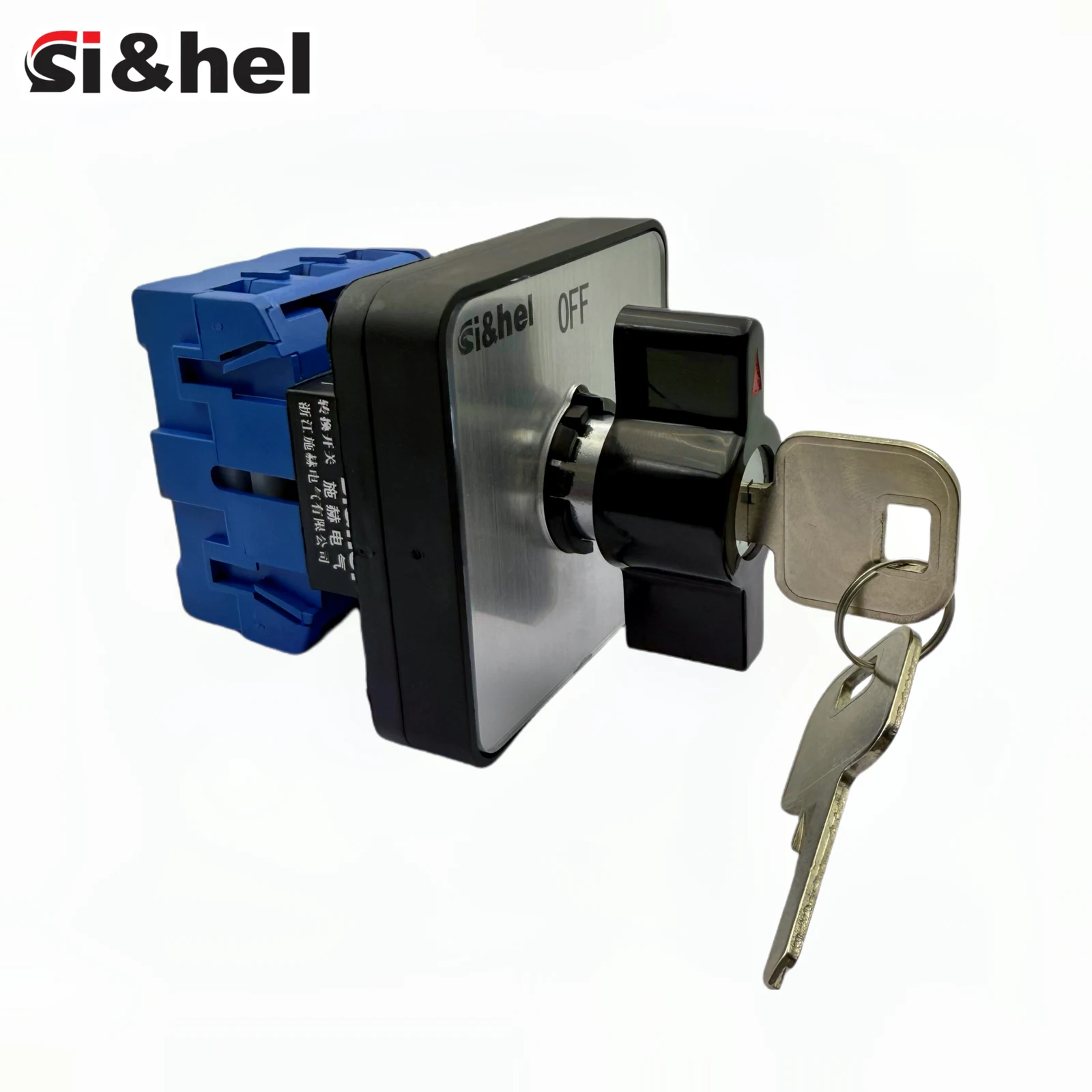 Shieldhz SH30-32/3/M2S standard panel mount load isolator switch showing front face with black rotary handle and square mounting flange