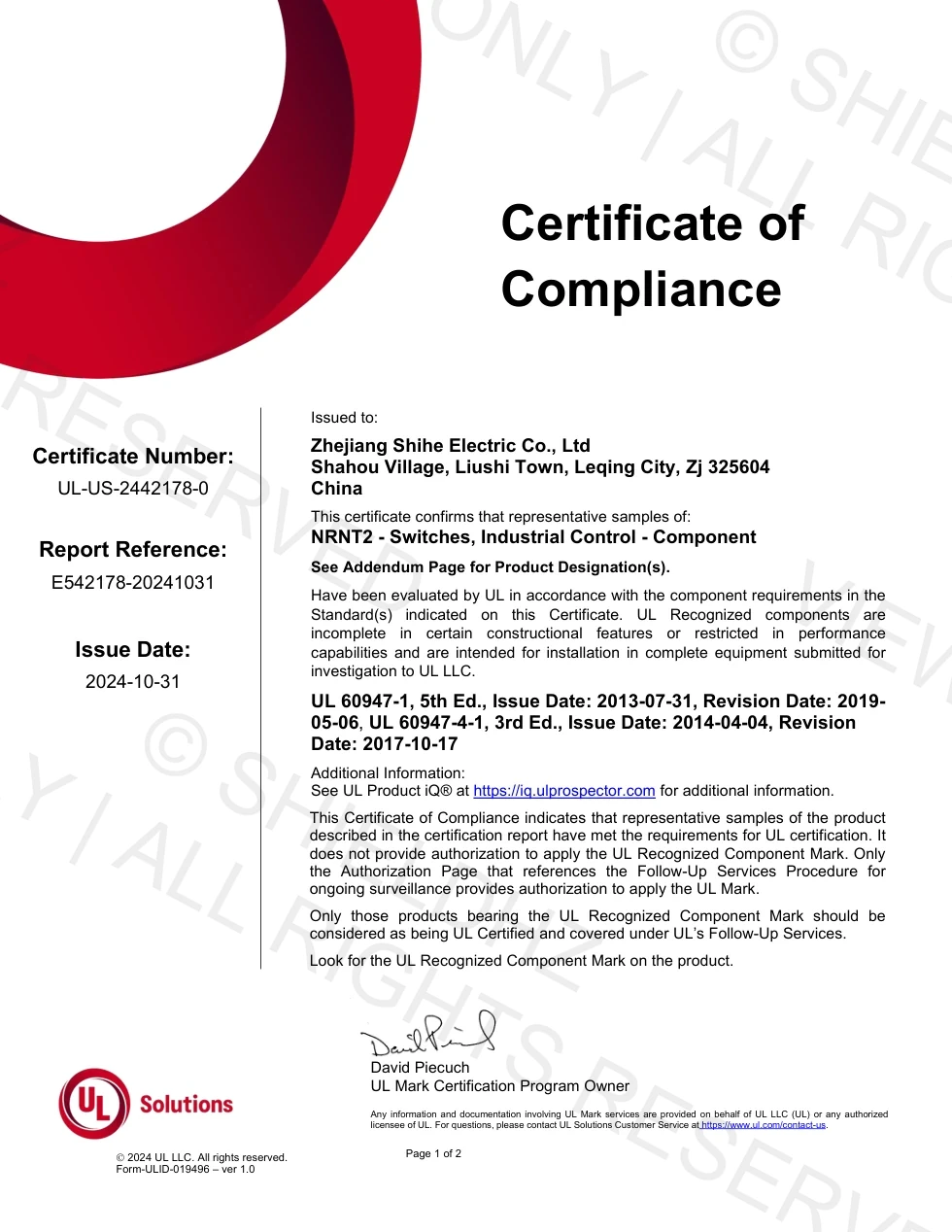 UL Certificate