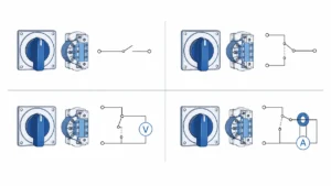 Cam Switch Wiring Diagrams: ON-OFF Changeover Voltmeter and Ammeter Examples technical overview