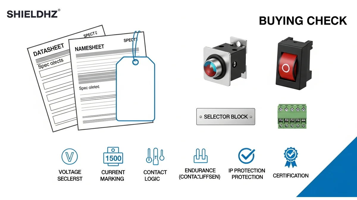 Control circuit device datasheet checks for voltage contacts terminals and endurance