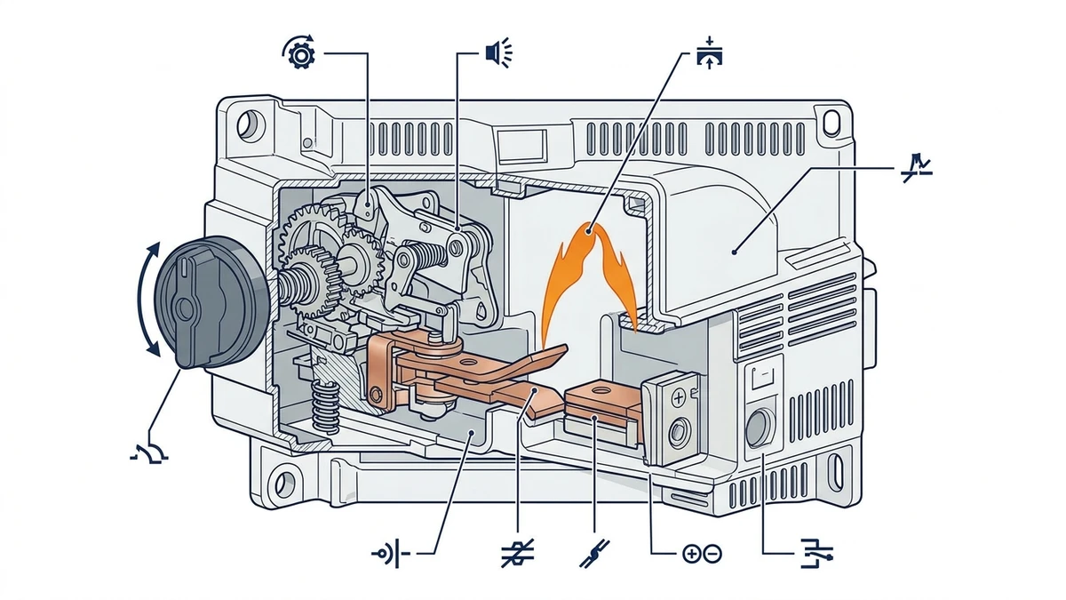 DC switch disconnector internal contacts terminals and enclosure