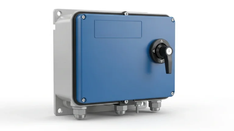 Enclosed switch disconnector with weatherproof box lockable handle and bottom cable glands