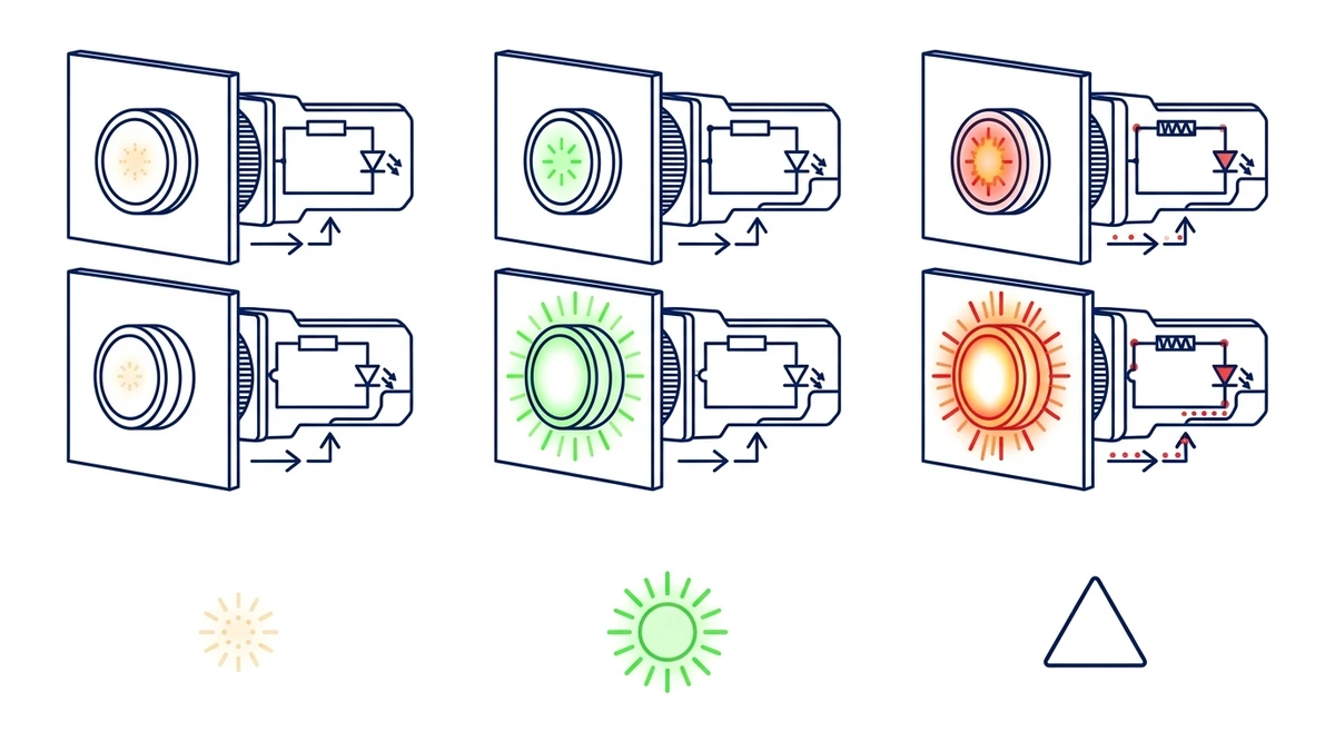 Indicator light voltage selection showing DC and AC circuit differences