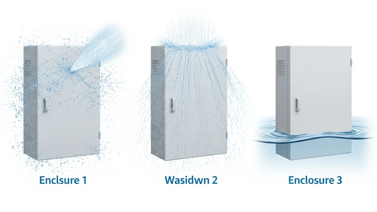 IP65 IP66 IP67 enclosure comparison for water exposure severity