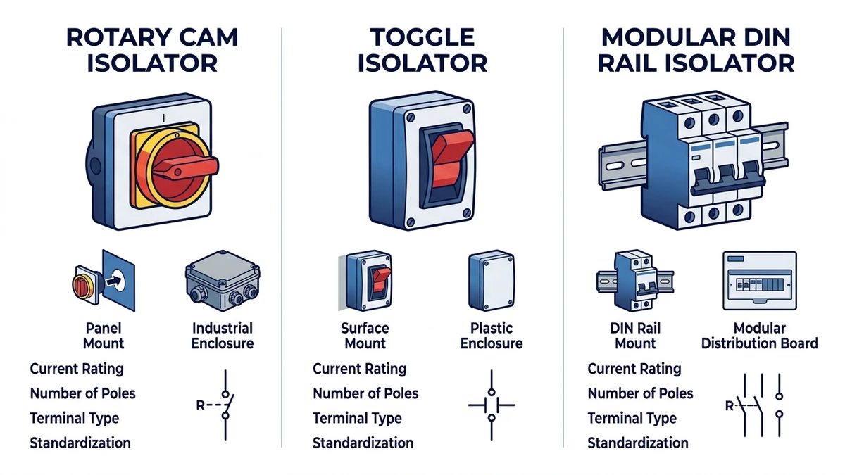 Rotary toggle and modular load isolator switch formats compared