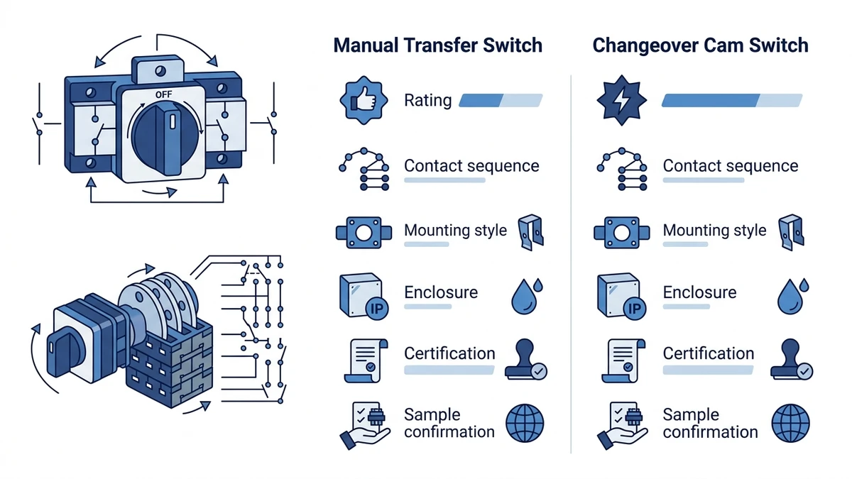 Manual Transfer Switch vs Changeover Cam Switch for Small Panels procurement checklist