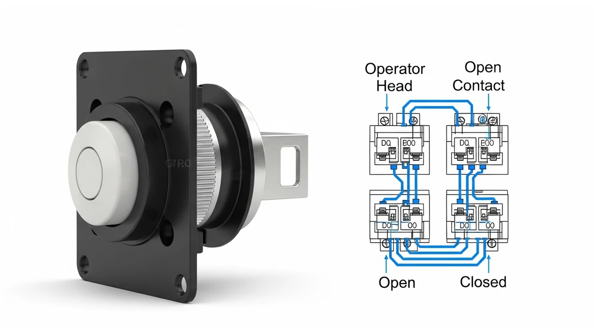 Push button contact block NO NC logic for control circuit design