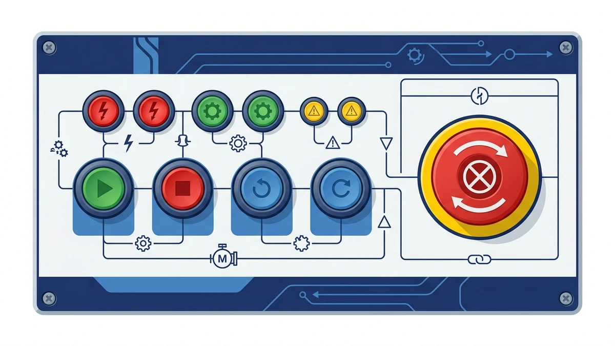 Push button switch panel applications for start stop reset jog and status commands