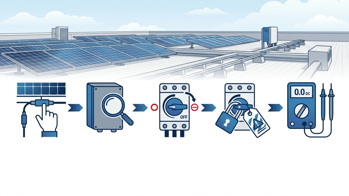 PV DC isolator switch operation and voltage testing checklist