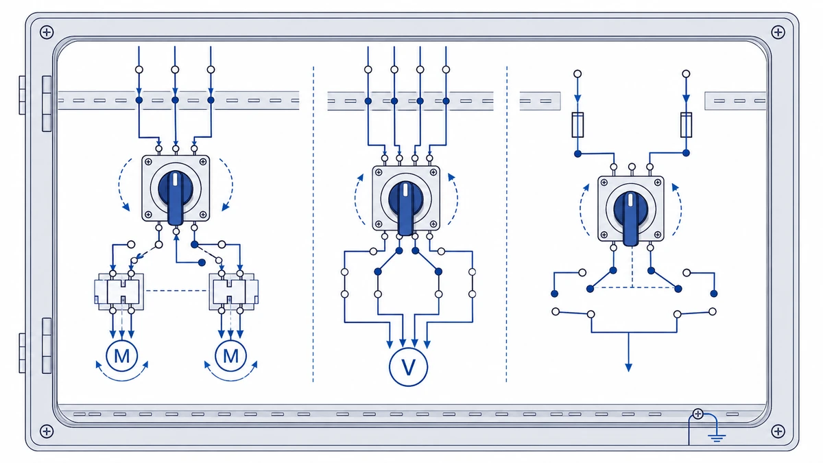 Rotary Cam Switch Applications in Control Panels Machine Tools and Distribution Cabinets application and wiring context