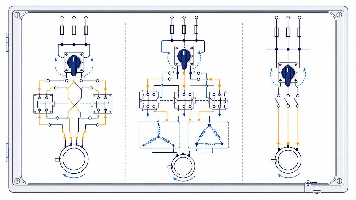 Rotary Cam Switch for Motor Control: Current Rating Duty and Handle Selection application and wiring context