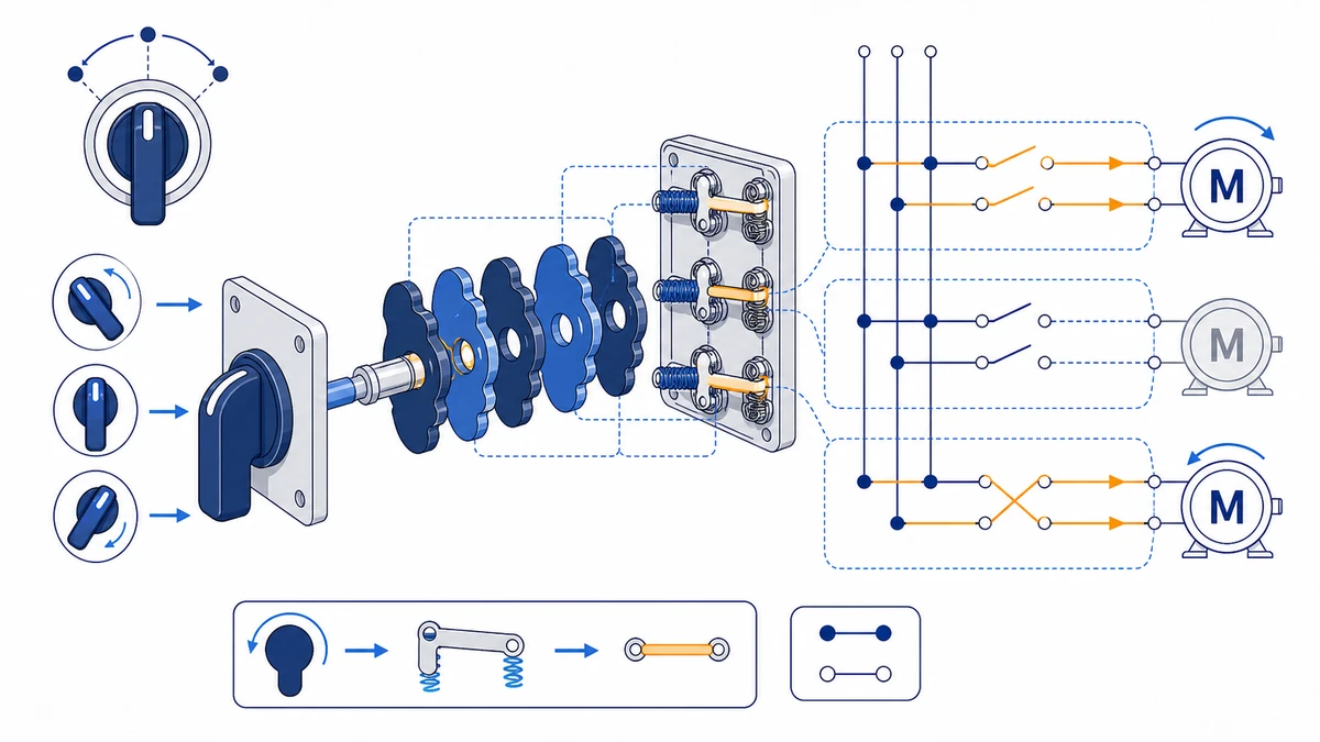 Rotary Cam Switch for Motor Control: Current Rating Duty and Handle Selection concept diagram