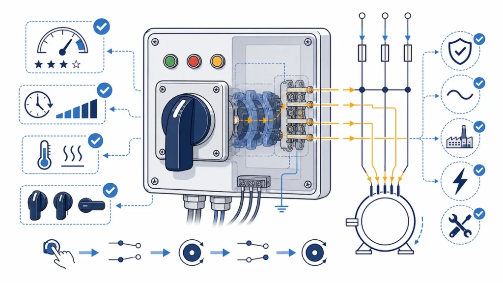 Rotary Cam Switch for Motor Control: Current Rating Duty and Handle Selection technical overview