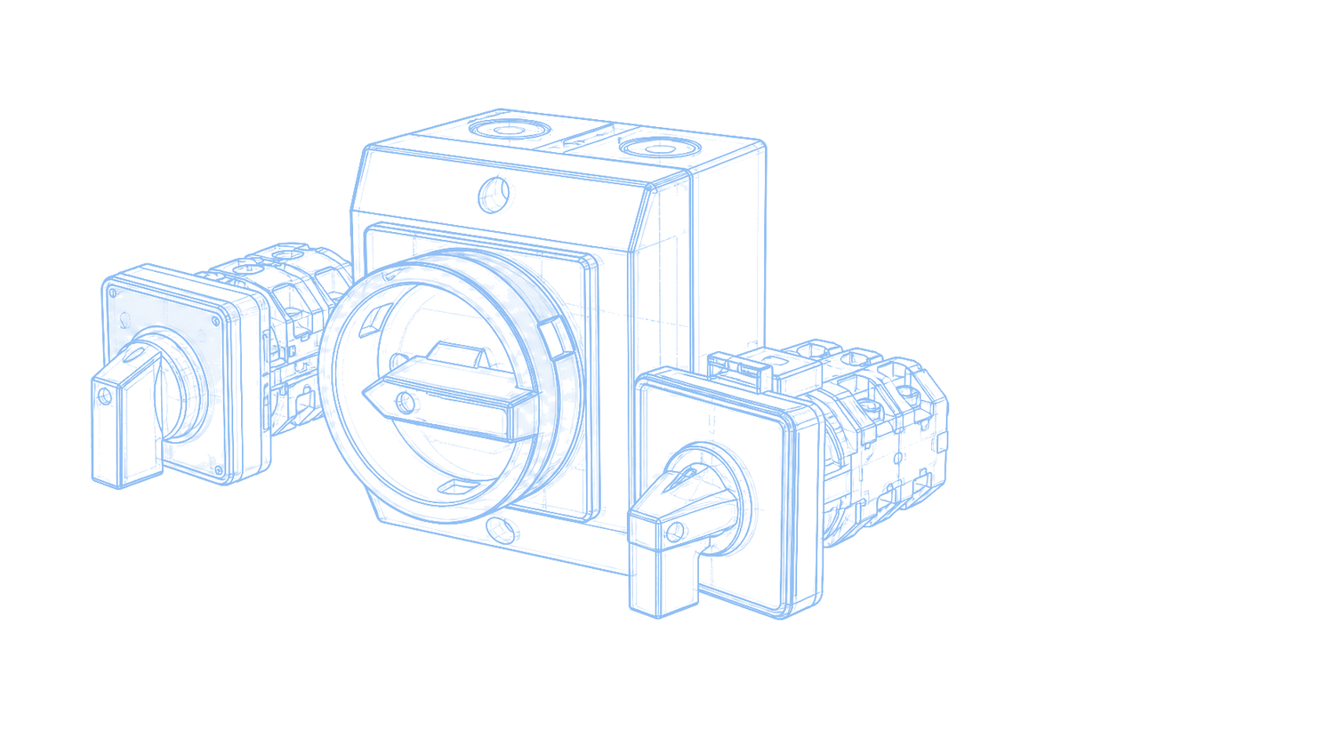 Line art showing LW28, LW42, and SH30 rotary switch product routes