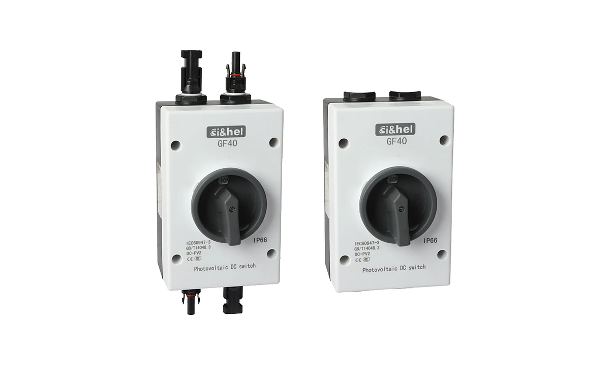 Shieldhz GF40 PV DC isolator switch IP66 waterproof box on white background