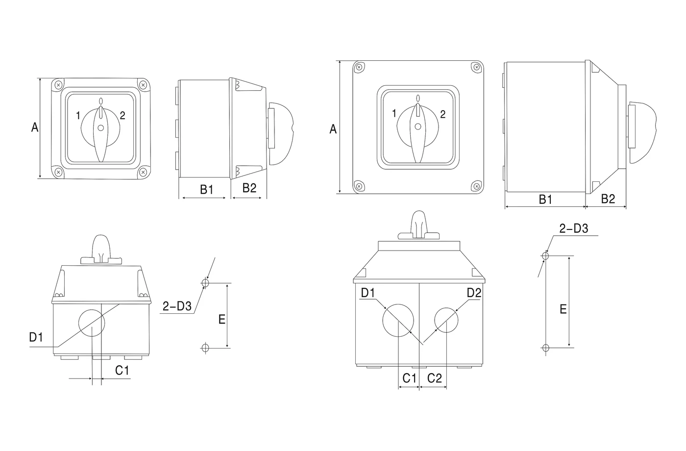 LW28 waterproof box dimension drawing for GF41 enclosure route reference