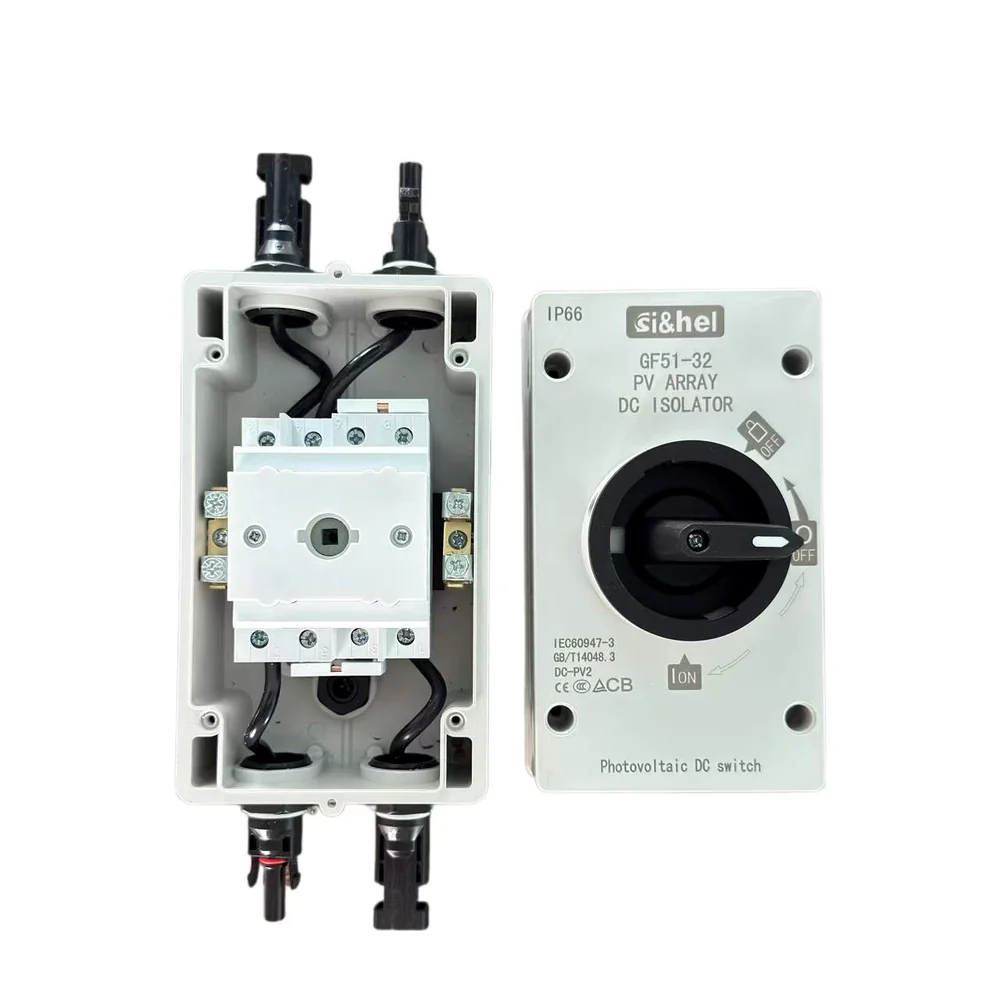 GF51 IP66 PV DC isolator switch open enclosure internal wiring route