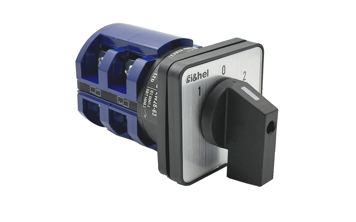 LW28-63 rotary cam switch on pure white background
