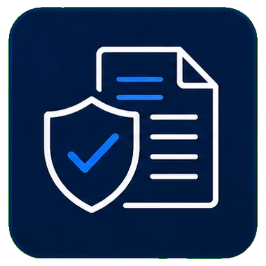 Compliance certificate and document icon