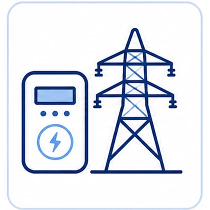 Mini icon of meter and utility grid for AC side connection