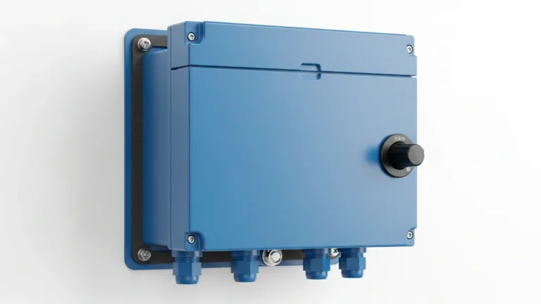 Waterproof isolator box with enclosure lid gasket cable glands and lockable switch handle