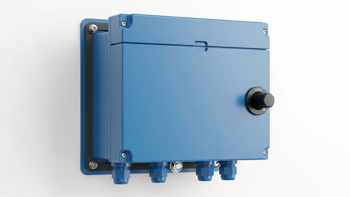 Waterproof isolator box with enclosure lid gasket cable glands and lockable switch handle