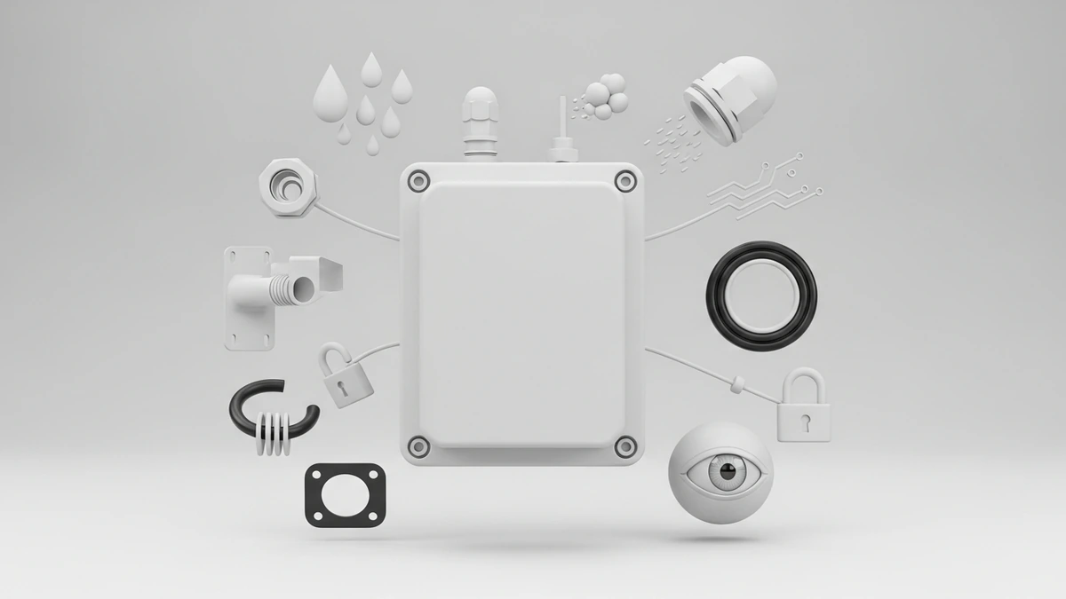 Waterproof isolator box selection concept with enclosure material gasket glands mounting and lockable handle