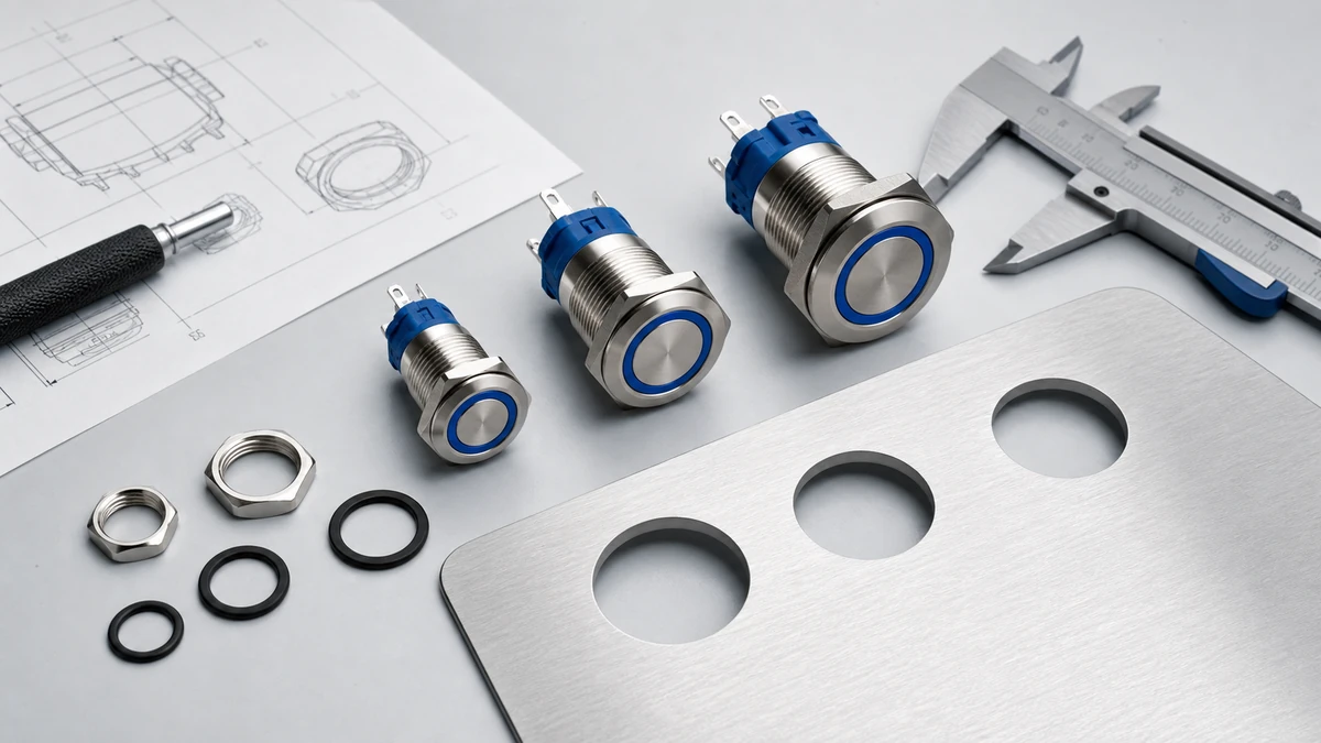 16mm 19mm and 22mm Push Buttons: Panel Cutout Selection technical overview
