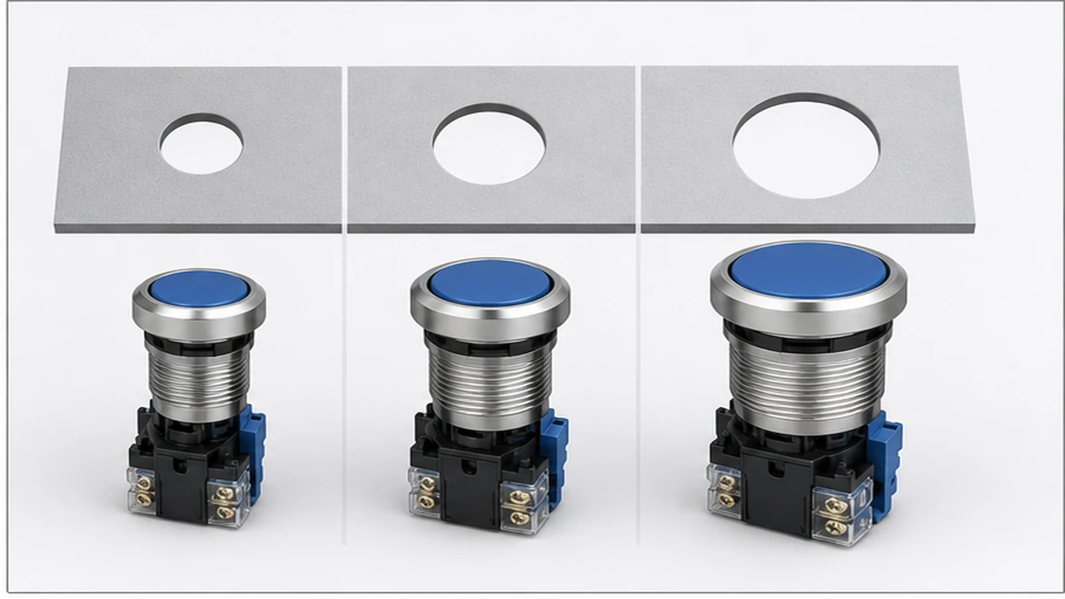 16mm 19mm and 22mm Push Buttons: Panel Cutout Selection selection checks