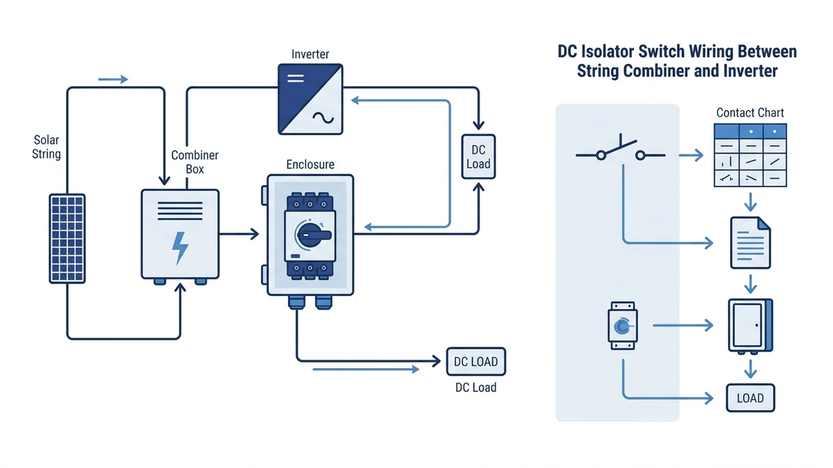 DC Isolator Switch Wiring Between String Combiner and Inverter selection checks