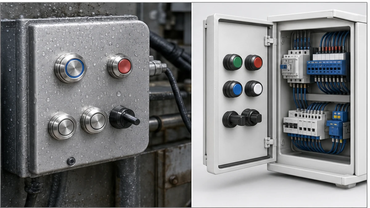 Metal Push Button vs Modular 22mm Push Button application and wiring context