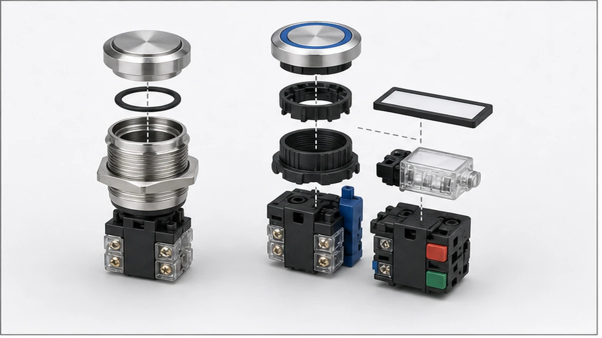 Metal Push Button vs Modular 22mm Push Button concept diagram