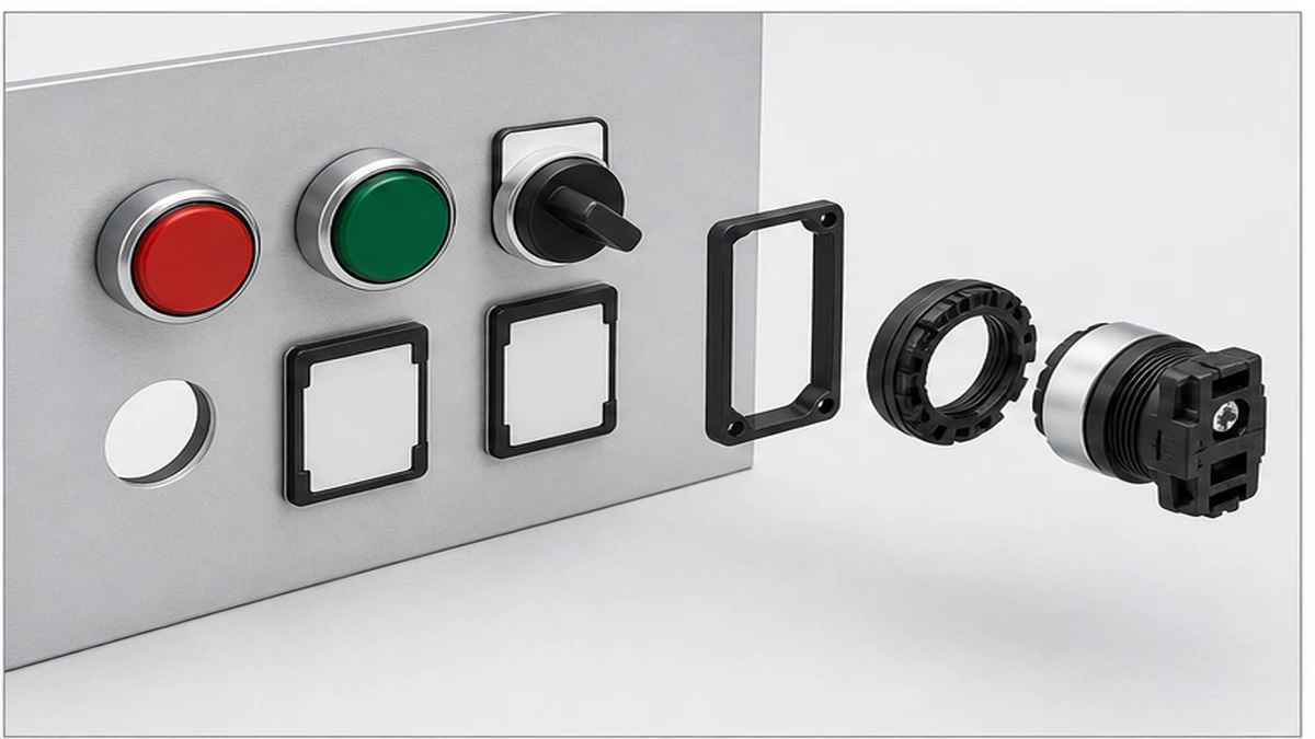 How to Specify Push Button Contact Blocks Lamps and Legend Plates application and wiring context