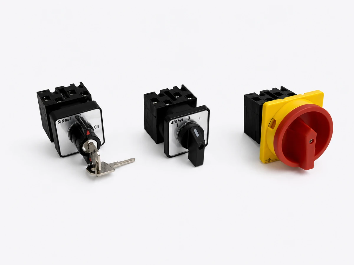 Shieldhz LW42 panel mounting rotary cam switch assemblies centered on unified white background