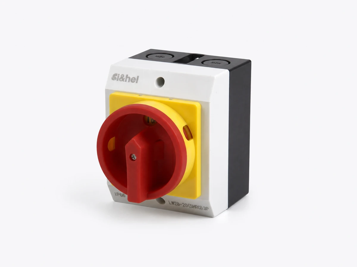 Shieldhz LW42 rotary switch in SHP0 SHT0 waterproof box on unified white studio background