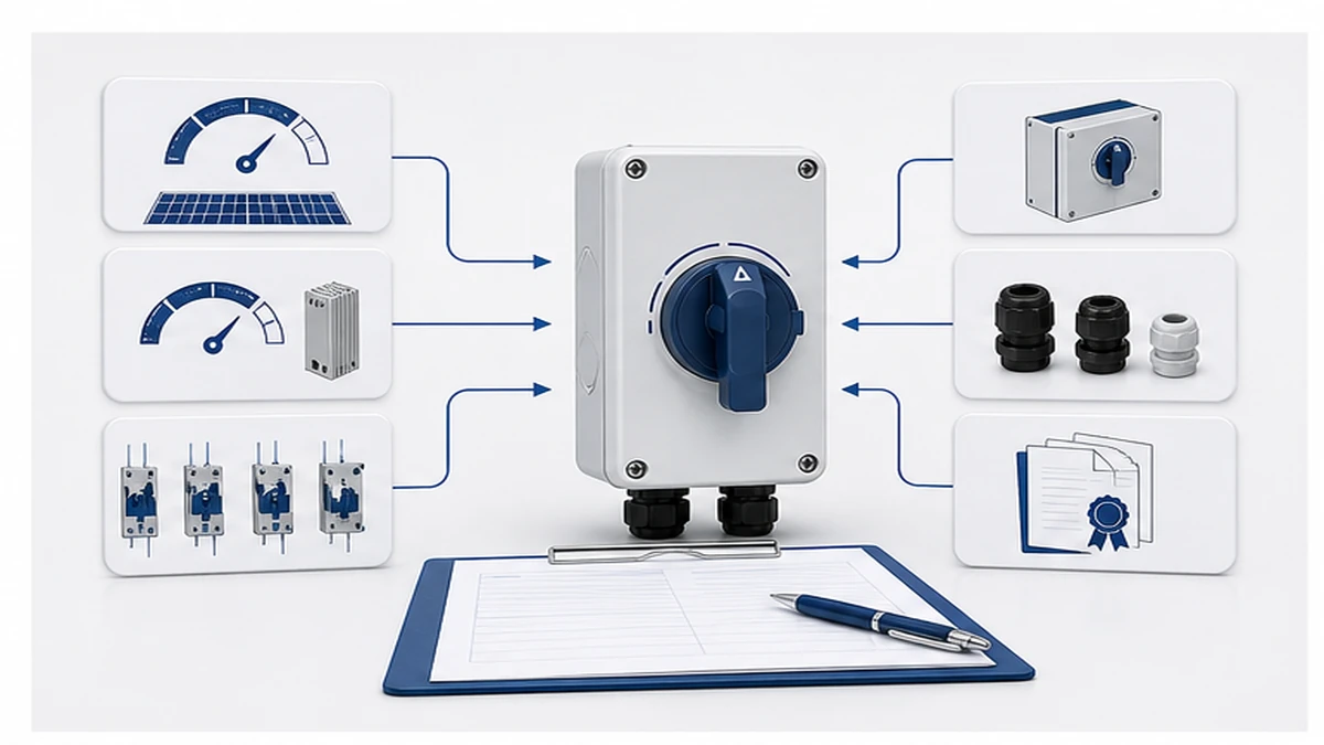 Solar DC Isolator Quote Checklist for PV Installers and OEM Buyers concept diagram