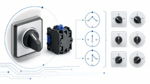 Selector Switch Symbol: 2 Position, 3 Position, and IEC-Style Panel Marking technical hero illustration