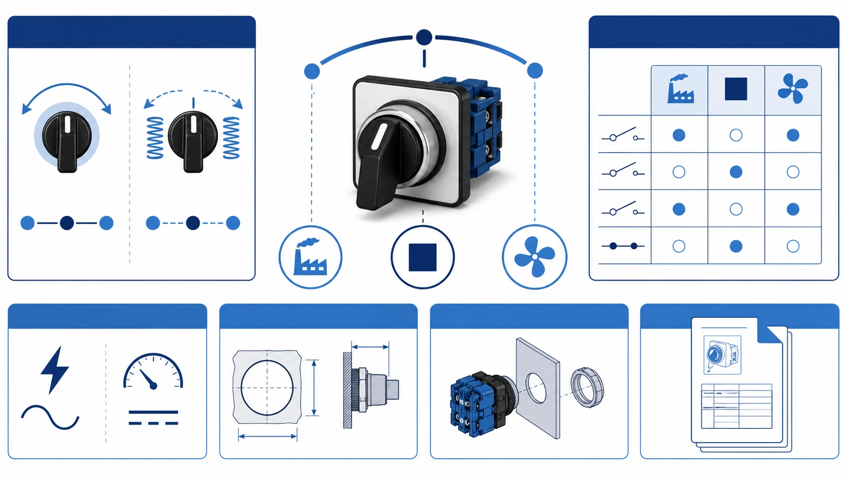 Three-position selector switch inspection checks for control panels